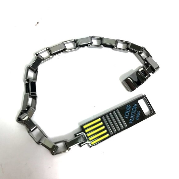 LOUIS VUITTON MP2226 Damier Colors Logo Chain Bracelet in Silver, Men's - Picture 1 of 9